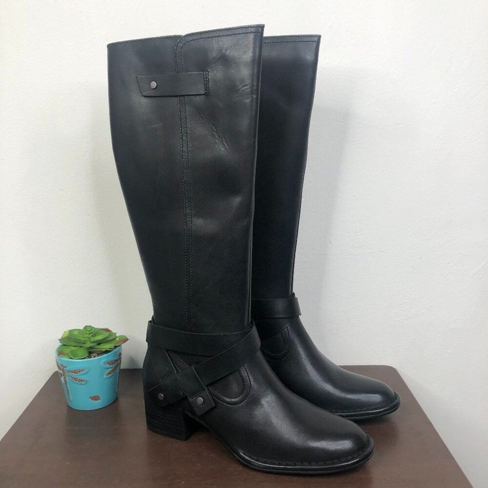 NEW UGG Bandara Black Leather Tall Casual Boots Women's Size 7.5